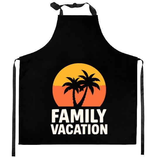 Family Vacation Palm Trees Sunset Beach Kitchen Aprons