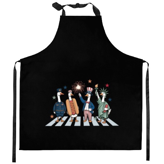 Patriotic Goose 4th of July Silly Goose Kitchen Aprons