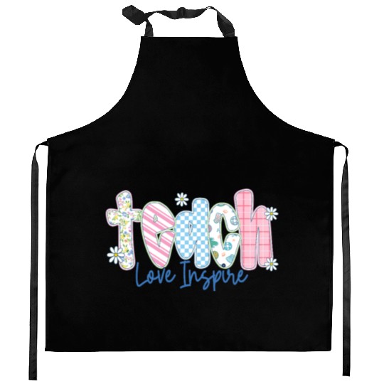 Preppy Teacher Teach Love Inspire Kitchen Aprons