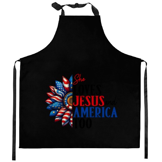 She Loves Jesus and America Too 4th of July Kitchen Aprons