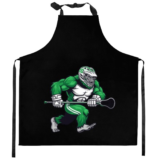 Green Bigfoot Lacrosse Kitchen Aprons