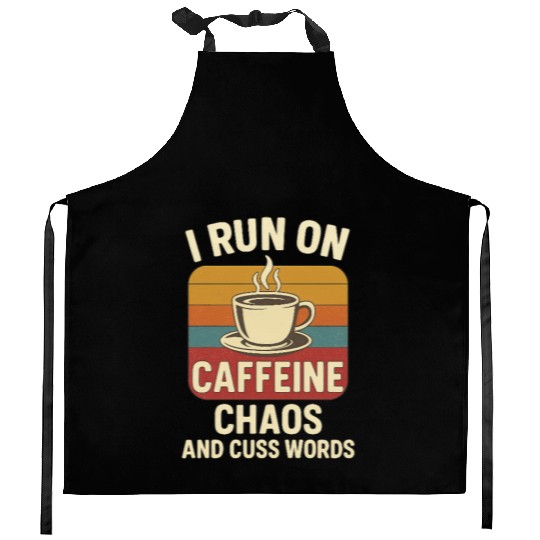 Caffeine Chaos Retro Design Kitchen Aprons