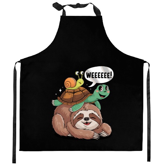 Weeeeee! Sloth Turtle Snail Fun Kitchen Aprons