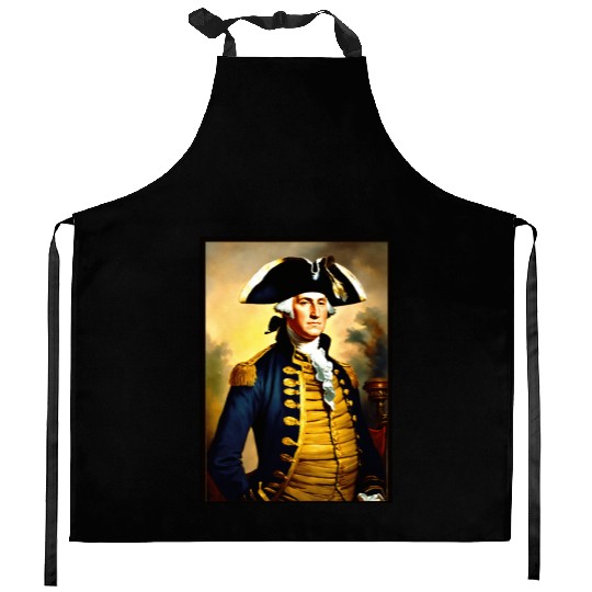 George Washington in revolutionary bttlefield a Kitchen Aprons