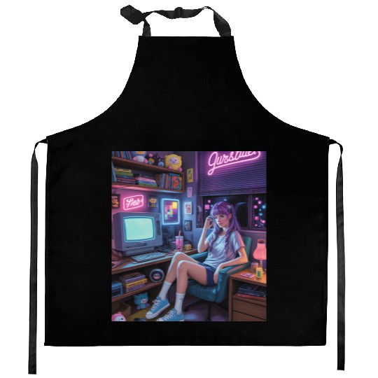 Y2K Gamer Girl Vibes – Retro Tech & Neon Room Aest Kitchen Aprons