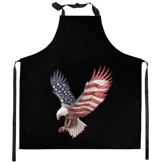 Bald Eagle with the American Flag Forming Wings Kitchen Aprons