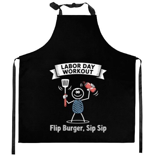 Workout Reps of Flip Burger Sip Sip Labor Day Kitchen Aprons