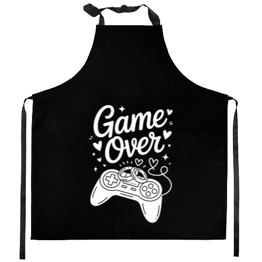 Game Over Wedding Gamer Rings Controller Kitchen Aprons