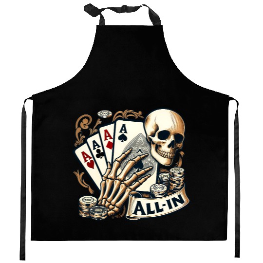 Casino Cards Gambling Skeleton Hand Gothic Kitchen Aprons