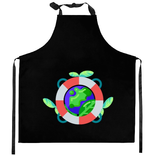 love the green earth Kitchen Aprons