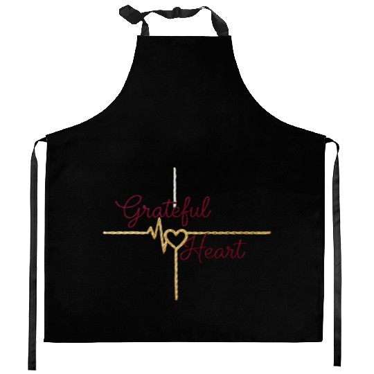 Grateful Heart Beat Kitchen Aprons