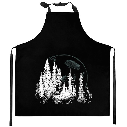 Forest Moon – Lunar Light in the Wilderness Kitchen Aprons