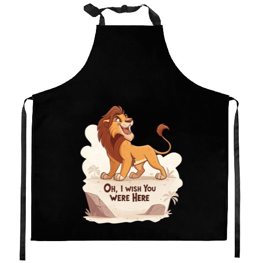 Lonely Lion Longing Kitchen Aprons
