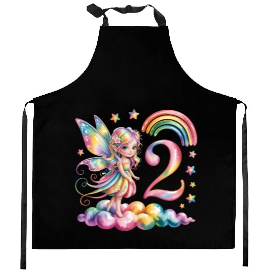Magical Rainbow Fairy Elf 2nd Birthday Girl Kitchen Aprons