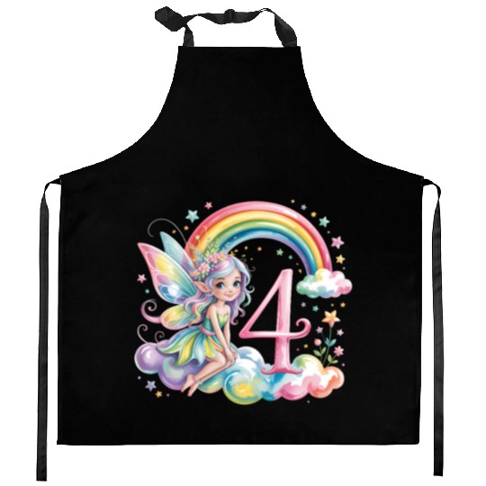 Magical Rainbow Fairy Elf 4th Birthday Girl Kitchen Aprons