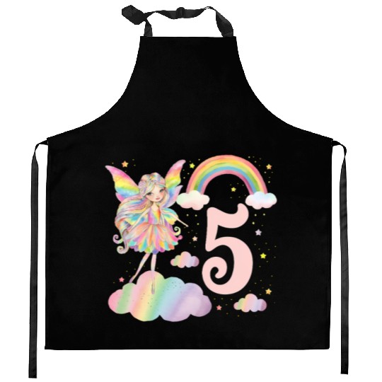 Magical Rainbow Fairy Elf 5th Birthday Girl Kitchen Aprons