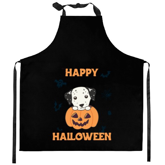 Dalmatian In Pumpkin Sweet Dogs Happy Halloween Kitchen Aprons