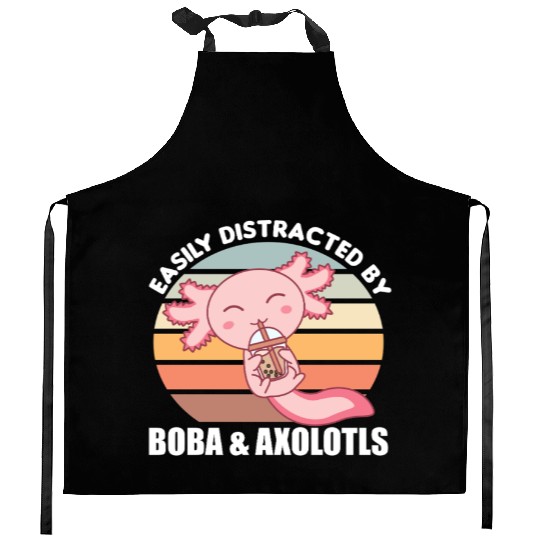 Bubble Tea Axolotl Chocolate Sweet Animals Boba Kitchen Aprons