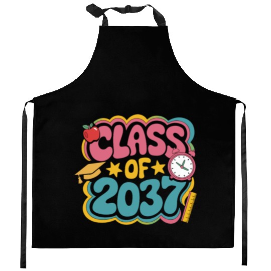 Class of 2037 Grow With Me, groovy back to school Kitchen Aprons