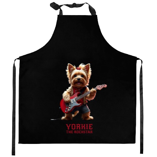 Yorkie the Rockstar Kitchen Aprons