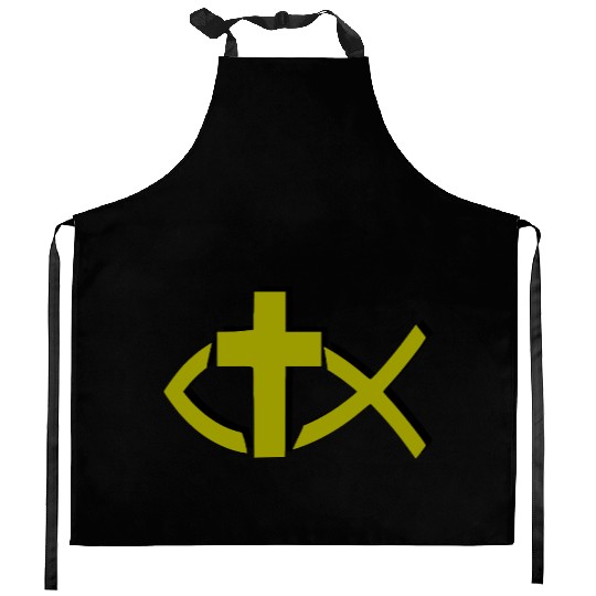 Jesus Fish Symbol Christian Kitchen Aprons