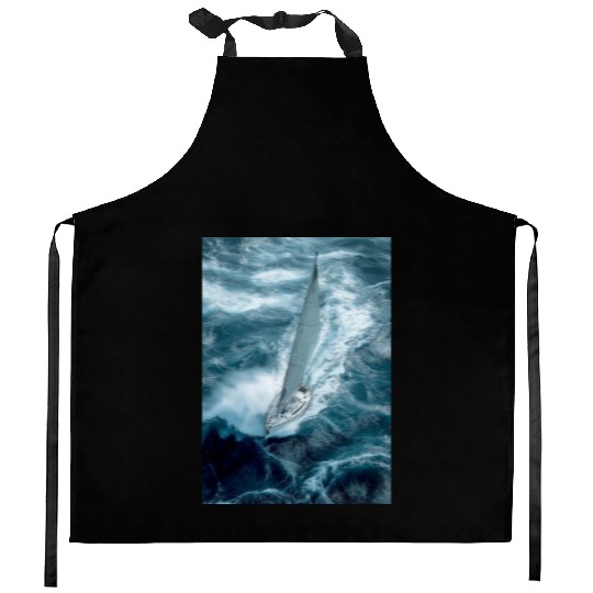 Fearless Voyage in Turbulent Waters Kitchen Aprons