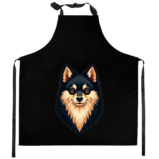 “Pomeranian” – Bold & Beautiful Dog Illustration Kitchen Aprons