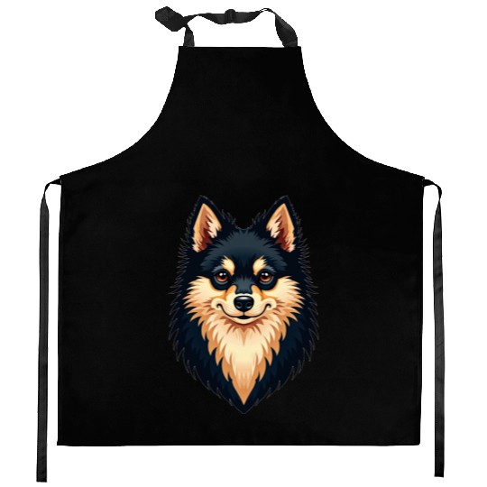 “Pomeranian” – Bold & Beautiful Dog Illustration Kitchen Aprons