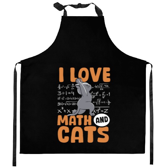 I Love Math Cats Cat Lover Science Teacher Student Kitchen Aprons