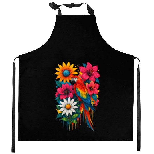 Tropical LOVE & Floral Feathers Kitchen Aprons