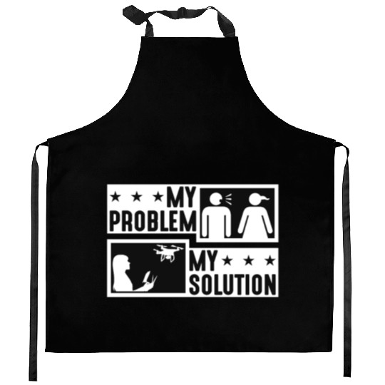Drone Enthusiast My Problem My Pictogram Mom Dad Kitchen Aprons