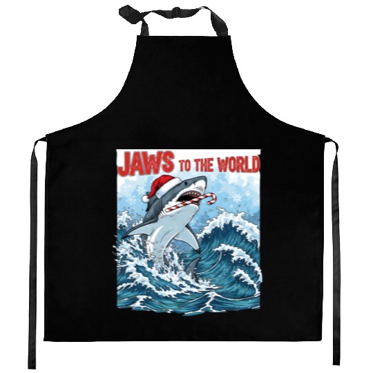 Jaws to the World – Christmastime Shark Attack Kitchen Aprons