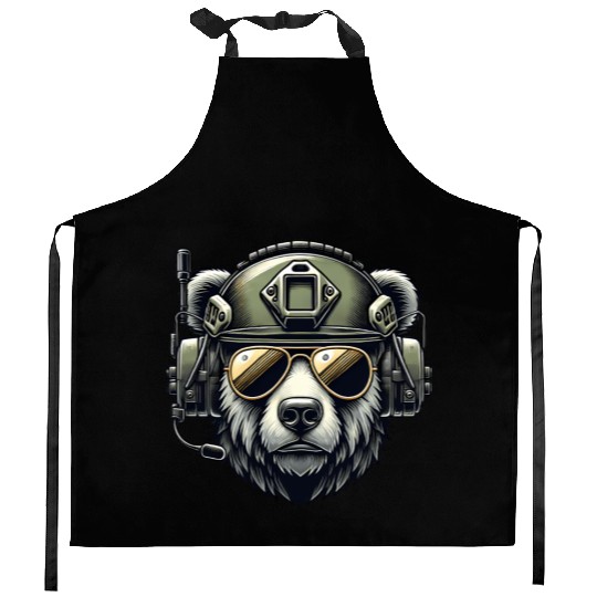 Bear Military Design Kitchen Aprons