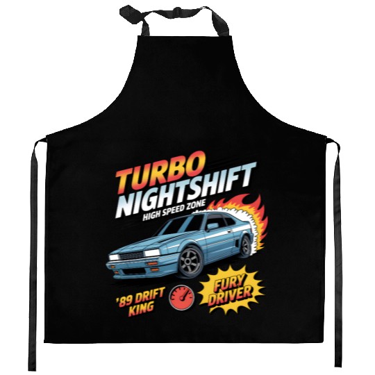 Retro Drift Car Flames - Turbo Street Racing Kitchen Aprons