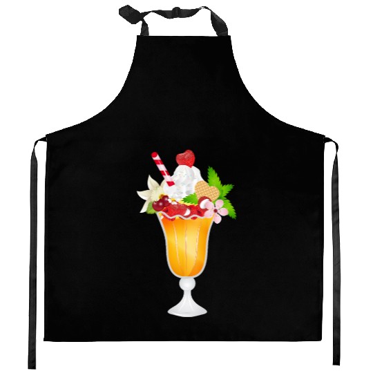 Fruity Ice Cream Sundae with Whipped Cream Kitchen Aprons