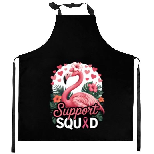Pink Flamingo Support Squad Design Kitchen Aprons