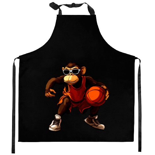 Monkey basketball Kitchen Aprons