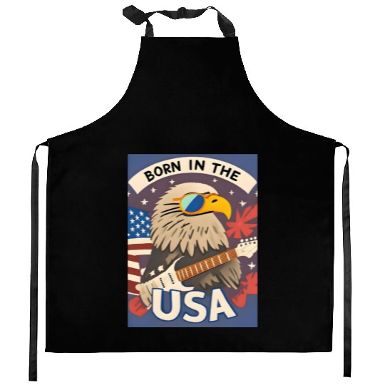 Born in the USA Bald Eagle Rock Guitar Kitchen Aprons