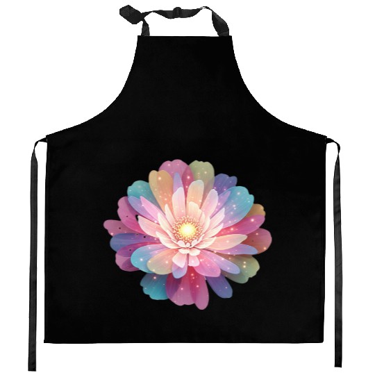 Ethereal Lotus Bloom Digital Art Kitchen Aprons
