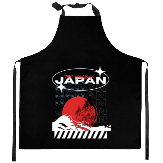 Black Blue Creative Streetwear Japan Kitchen Aprons
