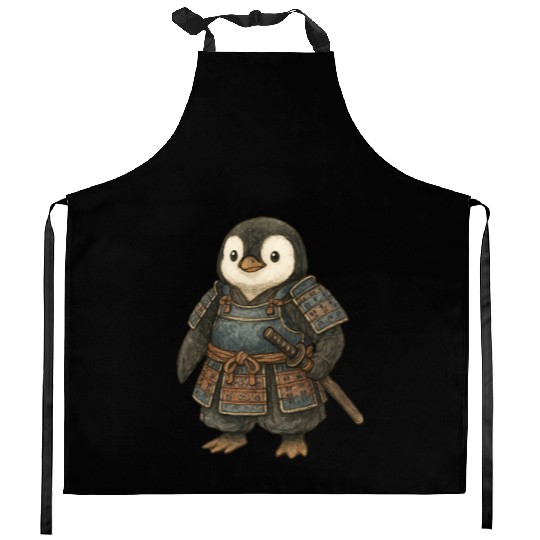 Historical samurai penguin with katana Japan cultu Kitchen Aprons