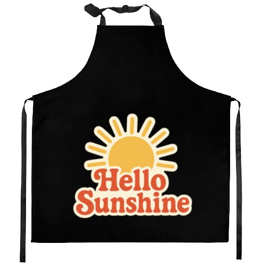 Sunrise Hello Sunshine Illustration Kitchen Aprons