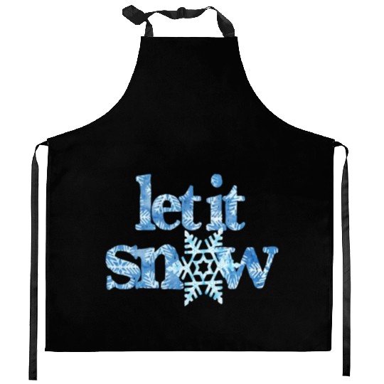 LET IT SNOW blue snowflakes winter wonderland xmas Kitchen Aprons