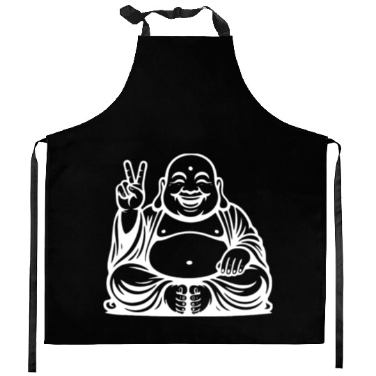 Joyful Buddha Peace Symbol Design Kitchen Aprons