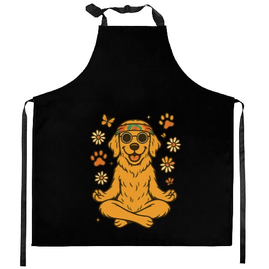 Peaceful Golden Retriever – Boho Vibes Kitchen Aprons