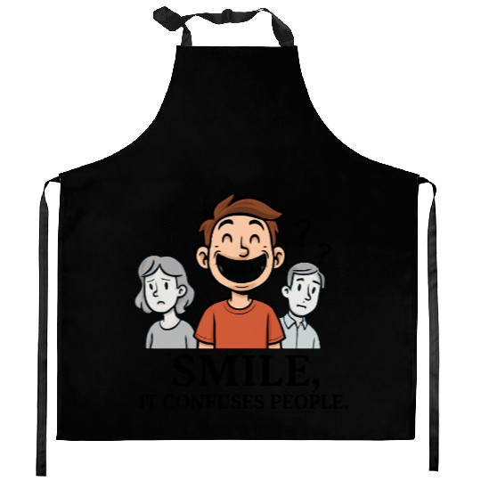 Joyful Smile Motivational Illustration Kitchen Aprons