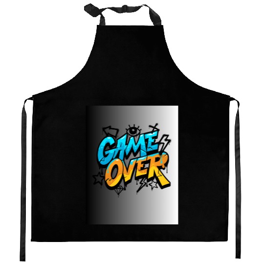 Graffiti Style Game Over Illustration Kitchen Aprons
