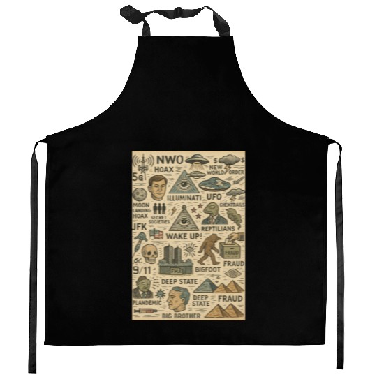 Vintage Conspiracy Theory Icons Kitchen Aprons