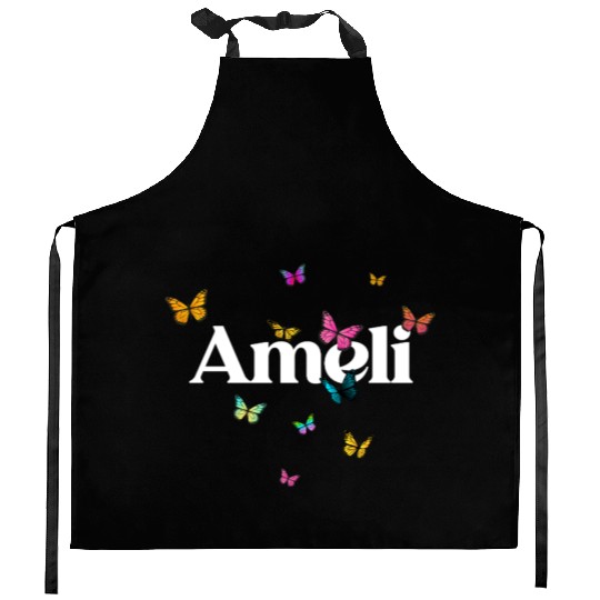AMELI - beautiful girl name with cute butterflies Kitchen Aprons