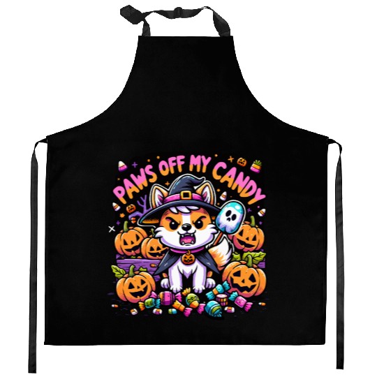 Halloween Welsh Corgi Witch Paws Off My Candy Kitchen Aprons
